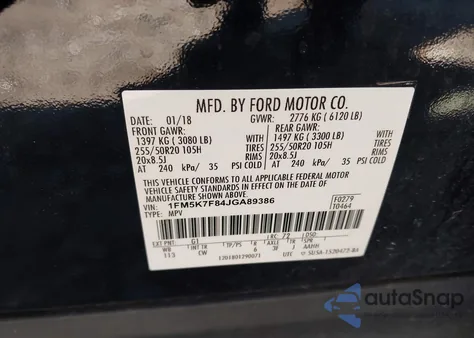 2018 Ford Explorer Limited from USA, damaged, VIN 1FM5K7F84JGA89386